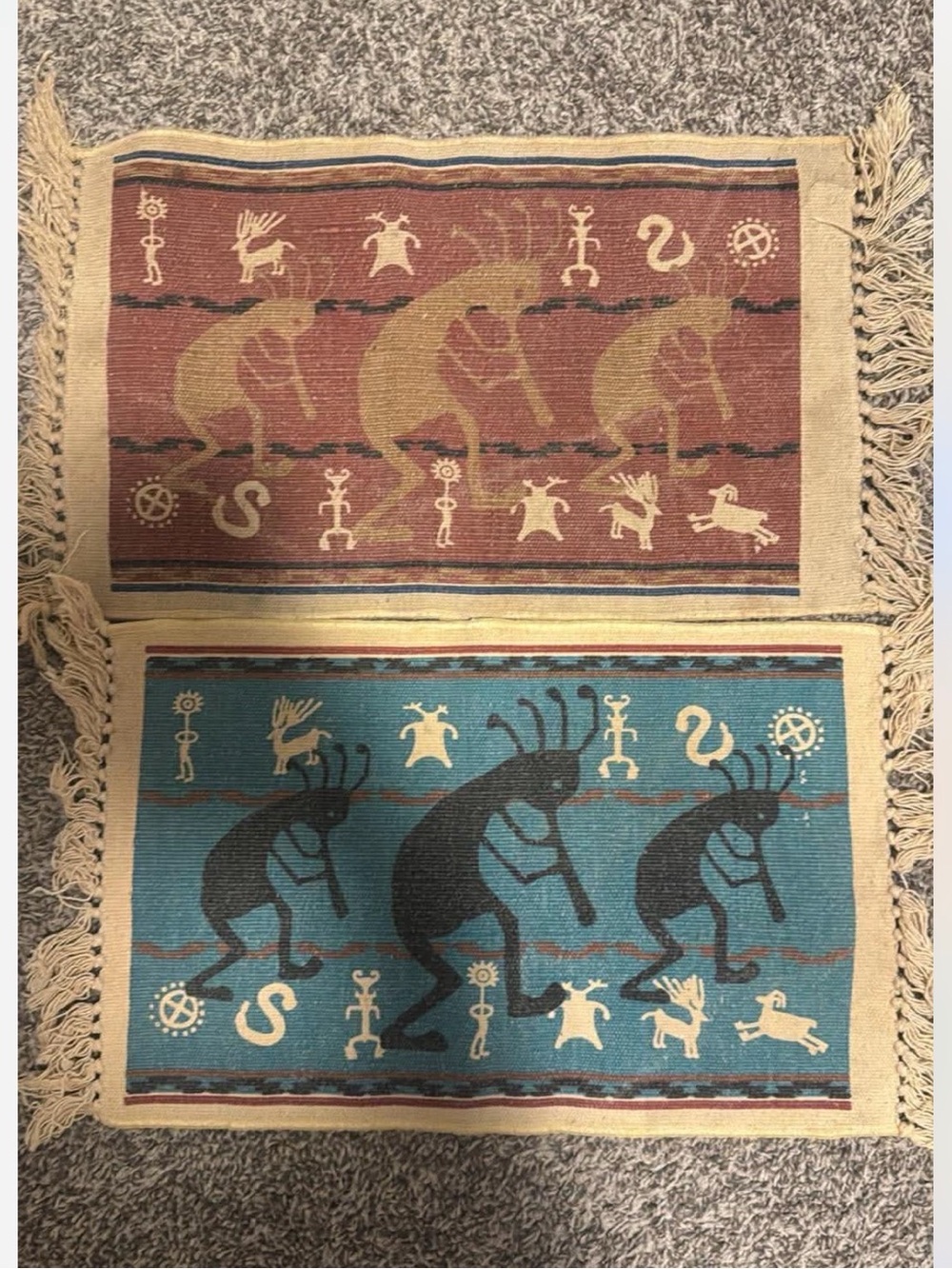 Southwest Kokopelli Woven Placemat Set - Rust & Teal